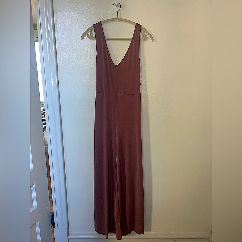 Mauve Sleeveless Tie-Back Wide Leg Jumpsuit